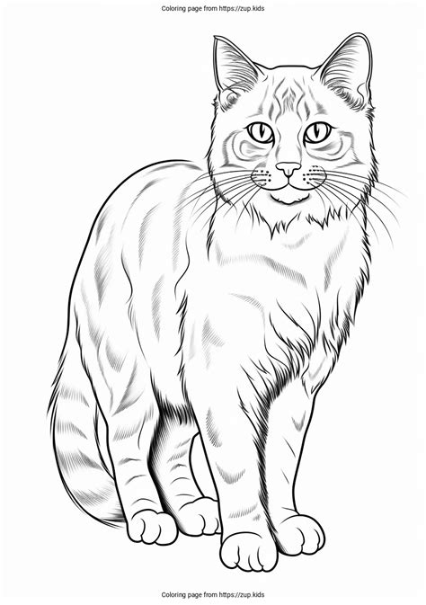 Realistic Cat Coloring Page From Zupkids