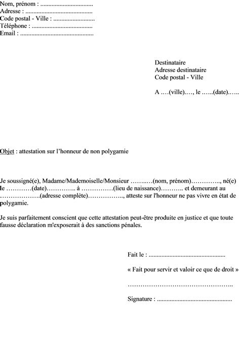 Exemple D Attestation Sur L Honneur De Vie Commune Financial Report