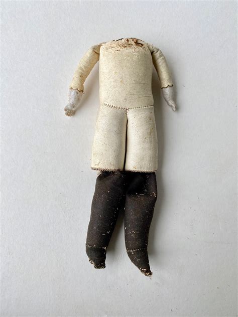 Antique Kid Leather Doll Body With Bisque Hands