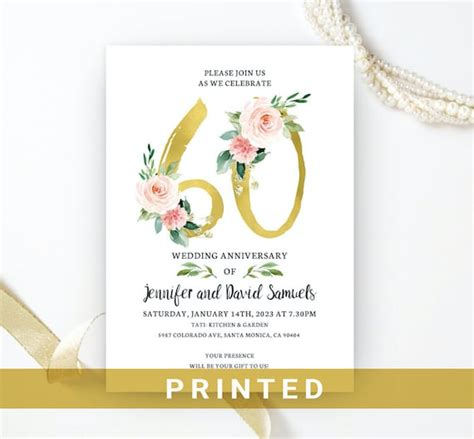 60th Wedding Anniversary Invitation Cards Printed Any Etsy Australia