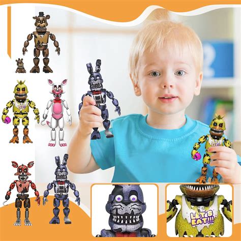 Set Of 5 Five Nights At Freddys Fnaf 6 Articulated Action Figure Toys Five Nights At Freddy