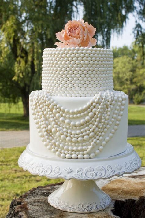 Strings Of White Pearls Wedding Cake Photo Pearl Cake Wedding Cake