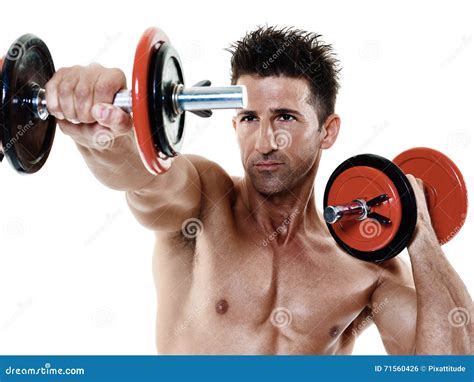 Man Weights Exercises Isolated Stock Photo Image Of Workout Muscular