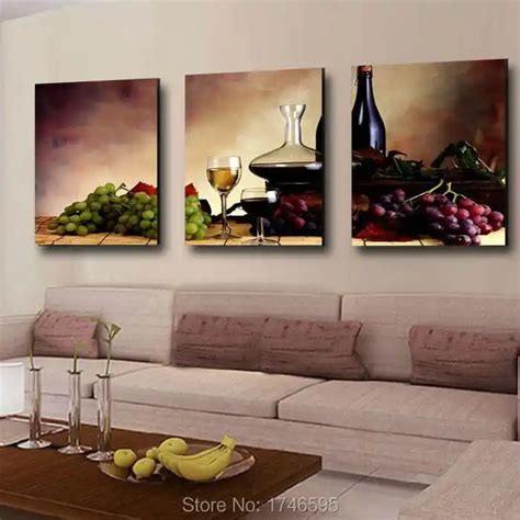 Big Size Modern Dining Room Wall Decor Wine Fruit Kitchen Wall Art
