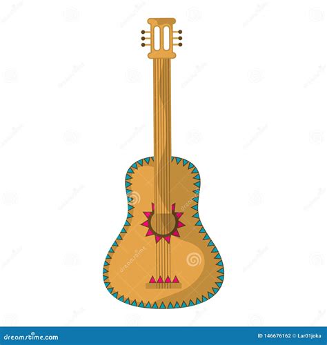 Guitarra Mexicana Colorida Y Adornada Aislada Ilustración Del Vector