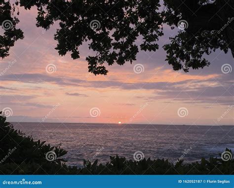 Sunset in Kona, Hawaii stock image. Image of coast, palm - 162052187