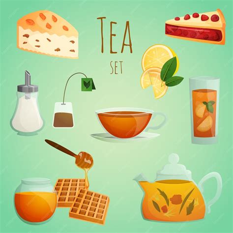 Premium Vector Tea Decorative Set