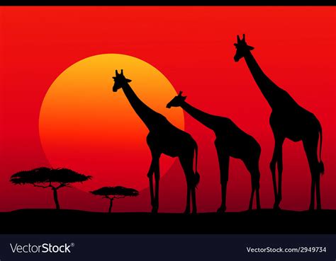 African Safari At Sunset Royalty Free Vector Image