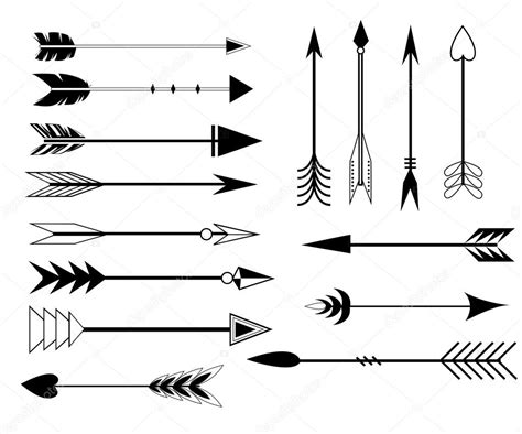 Arrow Clip Art Set In Vector On White Background Hand Drawn Vintage