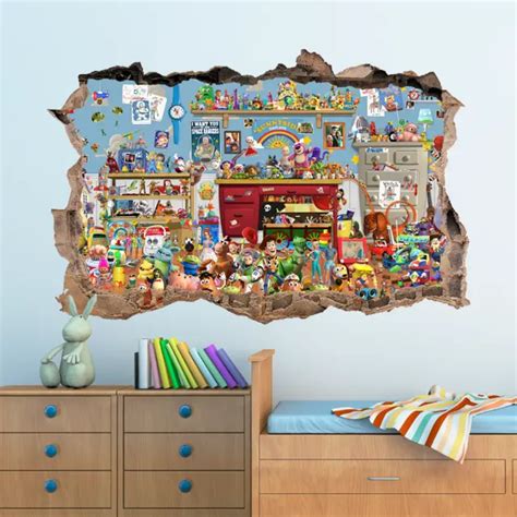 3d Disney Toy Story Hole In Wall Sticker Art Decal Decor Kids Bedroom