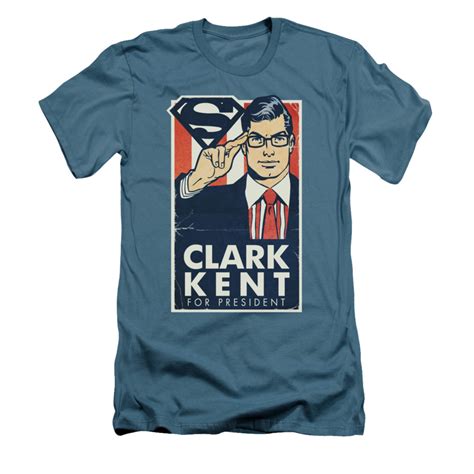 Superman Shirt Slim Fit Clark Kent For President Slate T Shirt
