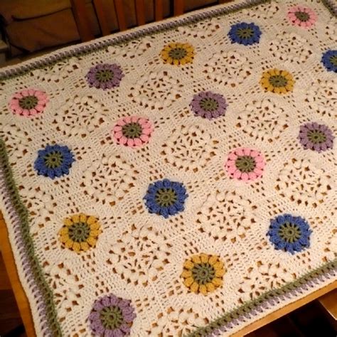 Beautiful Skills Crochet Knitting Quilting Floral Bouquet Afghan