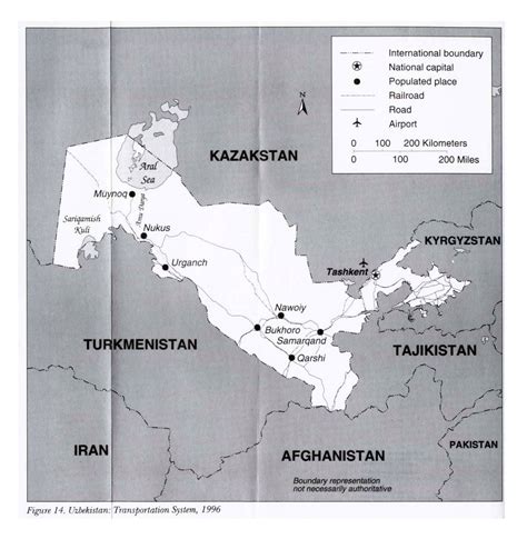 Detailed Transportation System Map Of Uzbekistan Uzbekistan