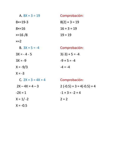 Ecuaciones Lineales De Primer Grado Ejercicios De Matemáticas Docsity