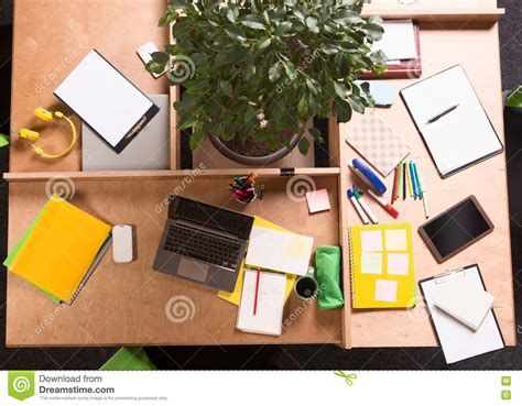 Business Mess On Working Table In Office Stock Photo