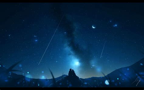 Wallpaper Id 1759584 Starry Sky 1080p Shooting Star Anime Boy