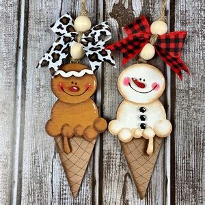 Christmas Ornaments Gingerbread Ice Cream Cone Ornament Snowman Ice Cream Cone Ornaments
