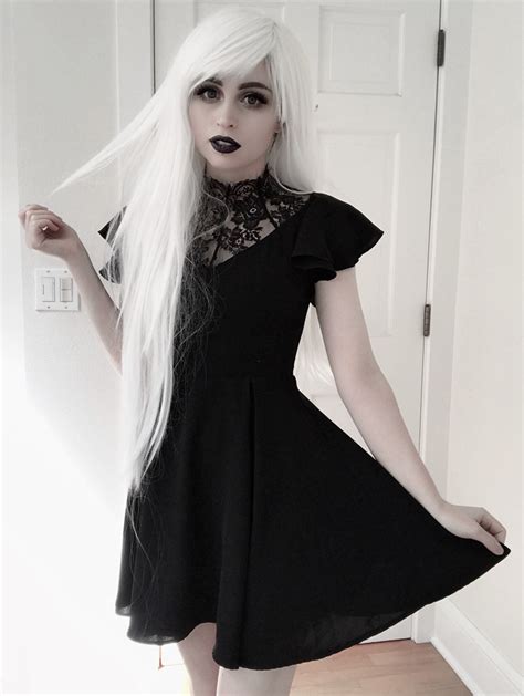 Punk Rave Black Summer Gothic Short Dress With Lace Collar Gothic Summergothicdress