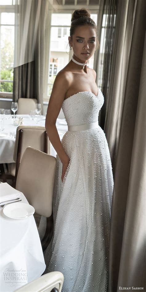 Elihav Sasson Spring 2018 Bridal Strapless Sweetheart Fully Beaded A Line Ball Gown Wedding Dre