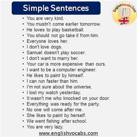 What Is Simple Sentence Definition And Example Sentences English Vocabs