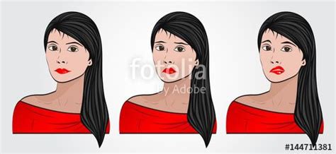 Vector Woman With Different Facial Expressions Set Vector Stock
