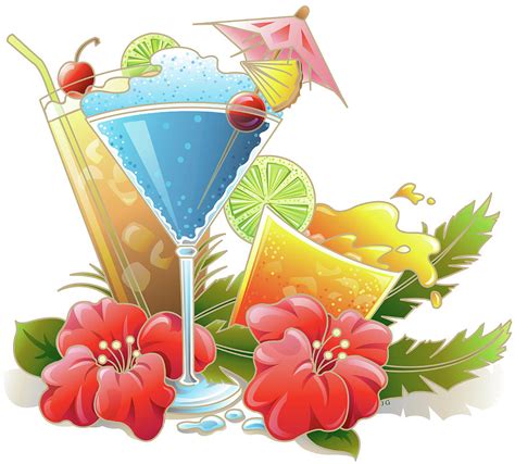 vector illustration pineapple tropical cocktail and flowers clip art library