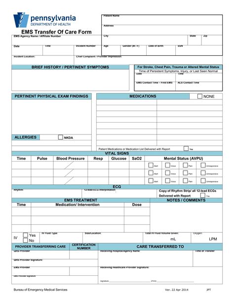 Ems Transfer Of Care Form ≡ Fill Out Printable Pdf Forms Online