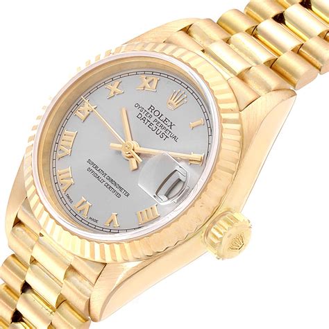 Rolex President Datejust 18k Yellow Gold 26mm Ladies Watch 69178