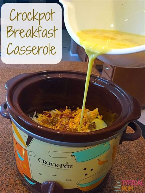 This hearty breakfast bake, which is packed with vibrant veggies, cooks while you're. Crockpot Breakfast Casserole Recipe · The Typical Mom