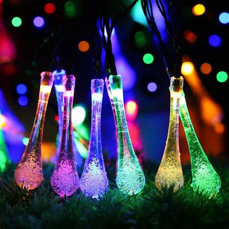 Led Solar Powered String Lights 7m 20led Water Drop Fairy Light Outdoor
