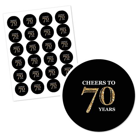 Adult 70th Birthday Gold Personalized Birthday Party Sticker Labels 24 Ct