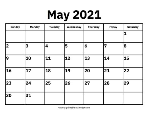 May 2021 Calendar