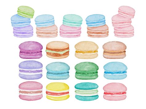 Watercolor Macaron Clipart French Macaroons Clipart Watercolor