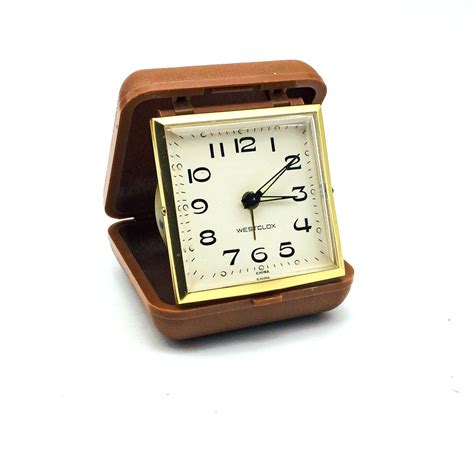Vintage Travel Alarm Clock Made By Westclox Wind Up Manual Mechanism