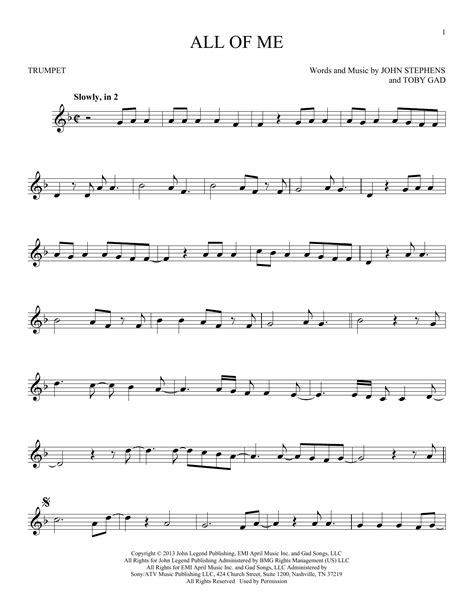 All Of Me Sheet Music Trumpet