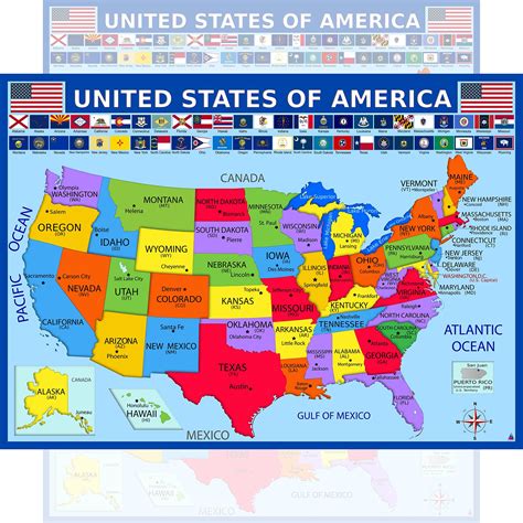 Buy United States Map With State Flags Poster Laminated 14x195 In
