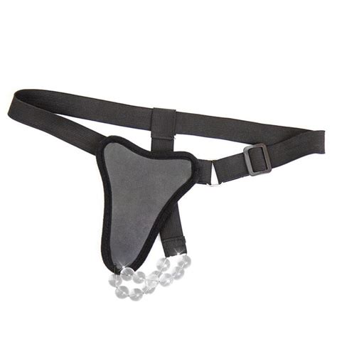 Women Kinky Crystal Beads Panties Underwear Secure Massage T Back Open Crotch G String Bikini