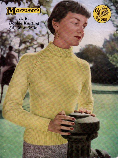 Free Vintage Knitting Pattern: 50s Roll Neck - Vintage Knitting Pattern Archive