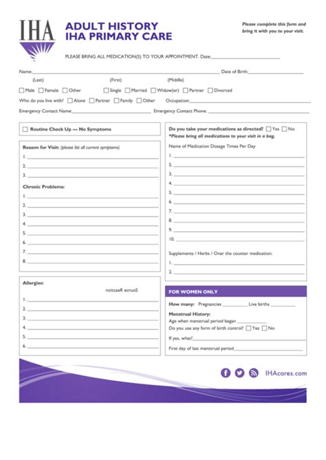 Fillable Adult History New Patient Form Printable Pdf Download