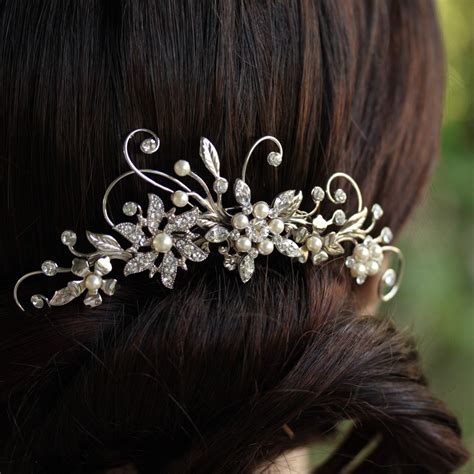 Wedding Hair Comb Rhinestone Flower Bridal Comb By Lulusplendor