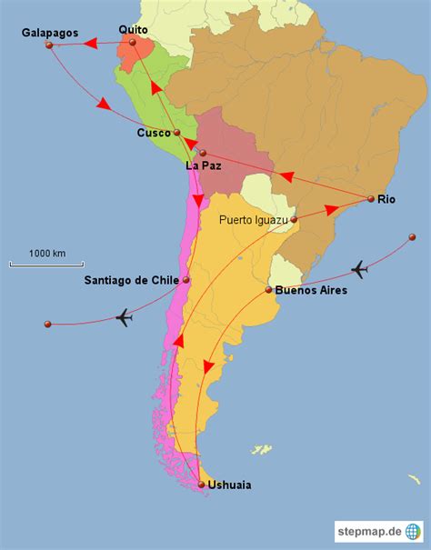 Stepmap Überblickskarte Südamerika Landkarte Für Südamerika