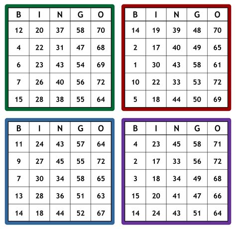 Bingo Numbers Printable