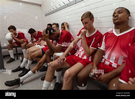 Rugby Team In The Locker Room Stock Photo Alamy