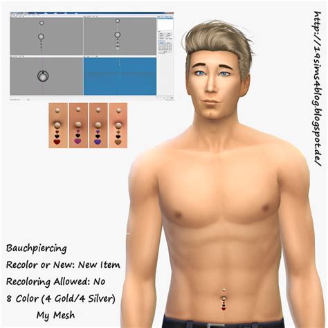 Belly Piercing For Males By Michaela P Sims 4 Jewelry