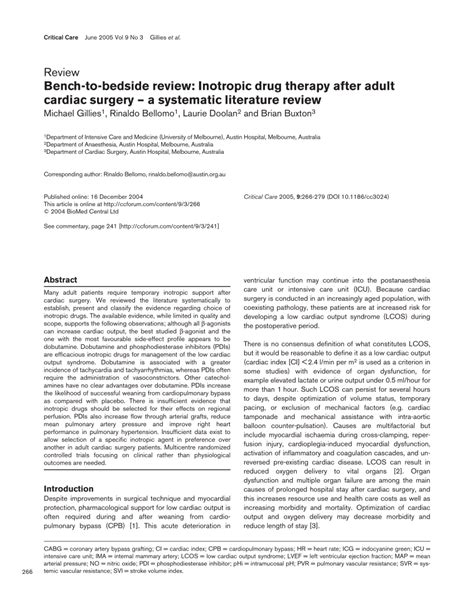 Pdf Bench To Bedside Review Inotropic Drug Therapy After Adult