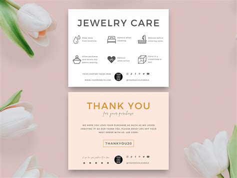 Jewelry Care Card Template Printable Jewellery Care Etsy Finland