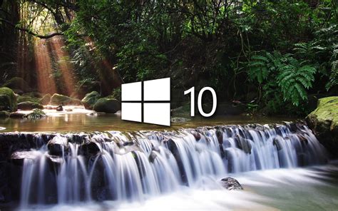 Windows 10 On A Small Waterfall White Logo Wallpaper Computer