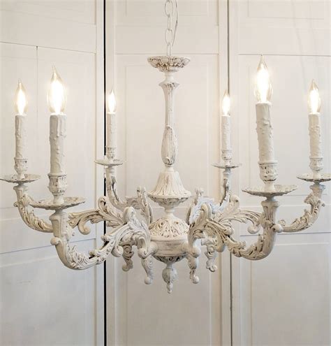 Antique French Chandelier Shabby Chic Chandelier Whitewashed Lighting
