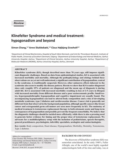 pdf klinefelter syndrome and medical treatment hypogonadism and beyond