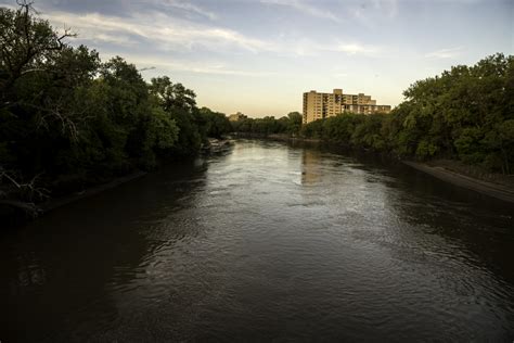 River Around Sunset On The Bridge In Winnipeg Image Free Stock Photo